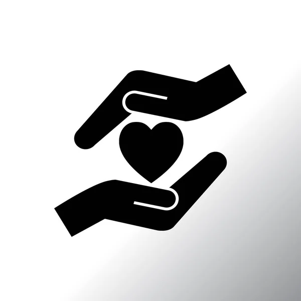 Coração e mãos ícone — Vetor de Stock