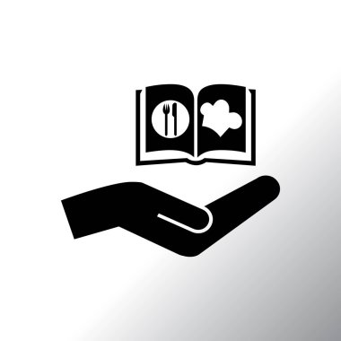 aşçı kitap ve el simgesi