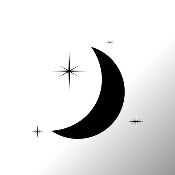 Icono plano Luna y estrellas — Vector de stock