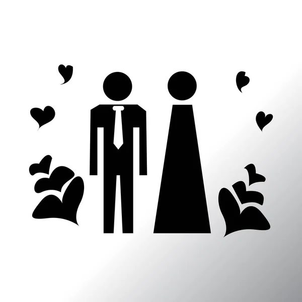Icône avec l'homme et la femme et le cœur — Image vectorielle