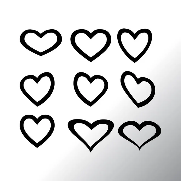 Corazones iconos conjunto — Vector de stock