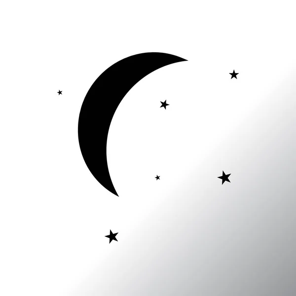 Hold és a csillagok lapos ikon — Stock Vector