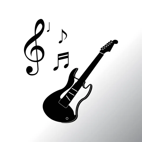 Guitar with notes symbols icon — Stock Vector