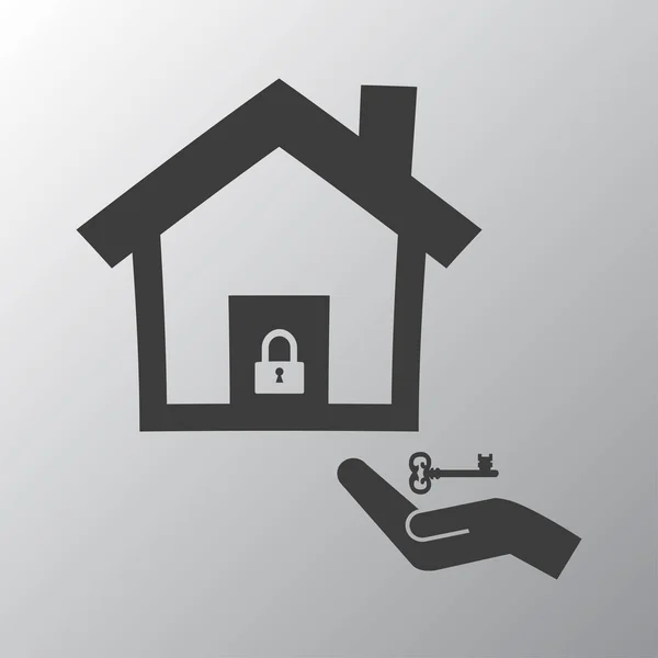 Casa, serratura e icona della chiave — Vettoriale Stock