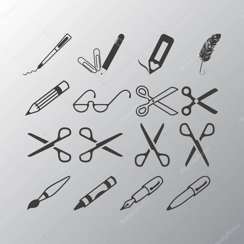 scissors, pens and pencils