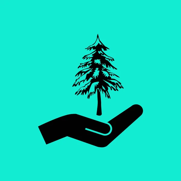 Träd i hand ikon — Stock vektor