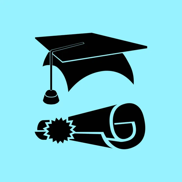 Licencia de educación y sombrero icono — Vector de stock