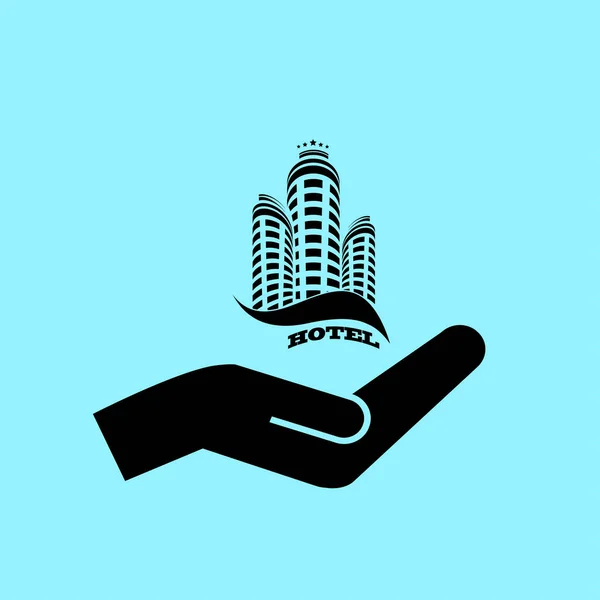 Hotel in hand icon — Stock Vector