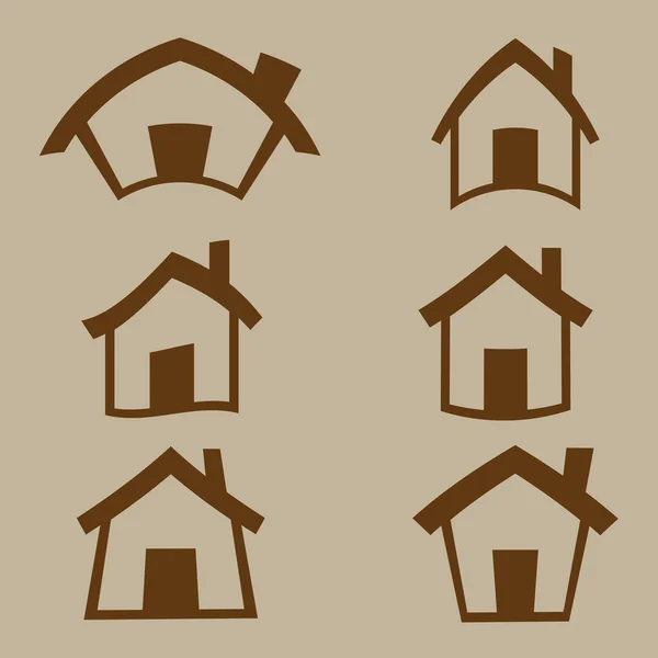 Casas ícones planos — Vetor de Stock