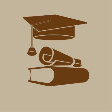 Öğrenci şapka ve kitap simgesi 