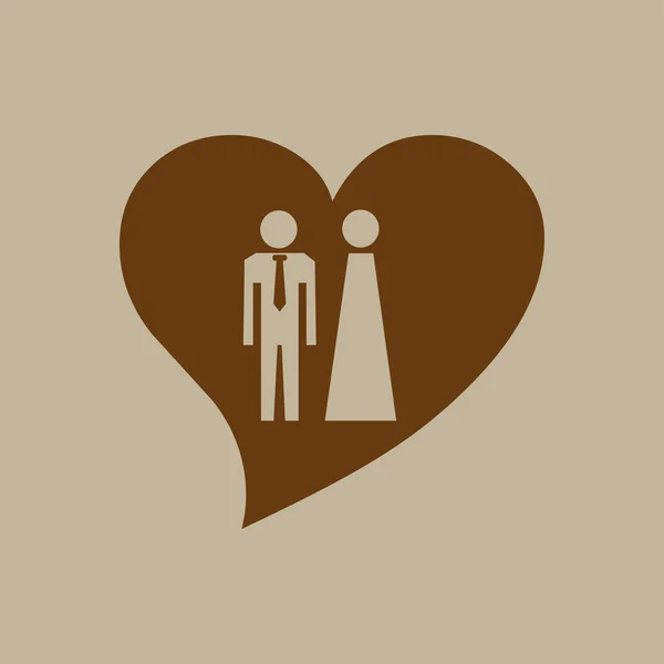 Ícone do coração com homem e mulher —  Vetores de Stock