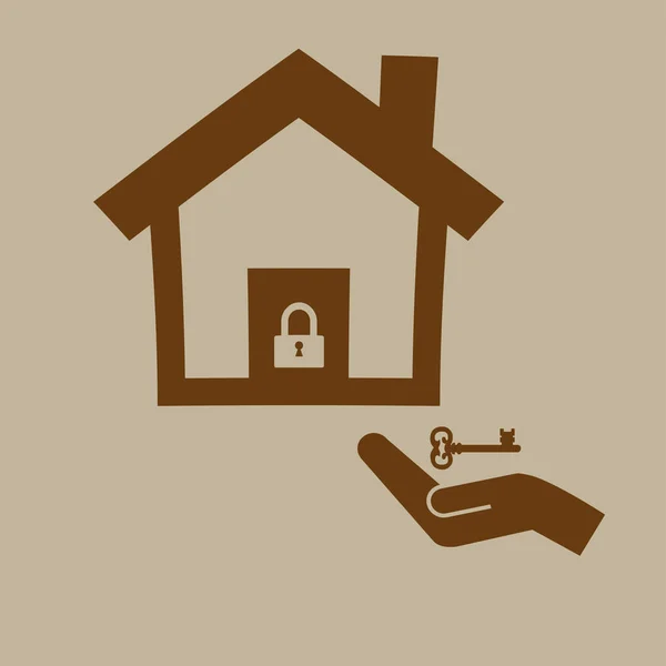 Casa, serratura e icona della chiave — Vettoriale Stock