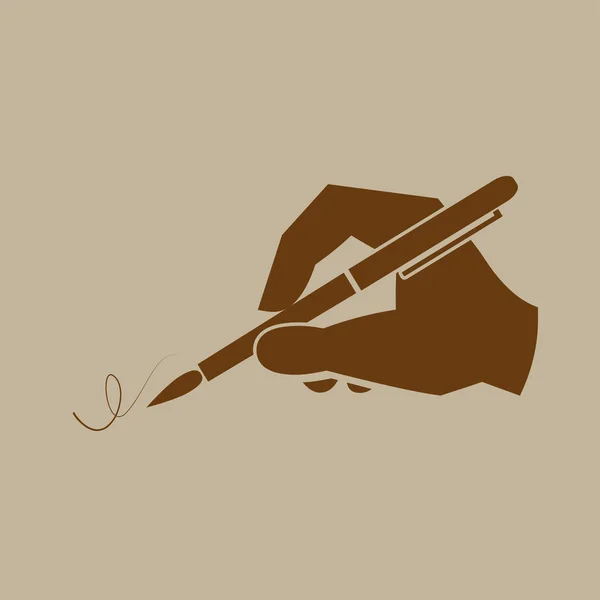 Hand met een pen-pictogram — Stockvector