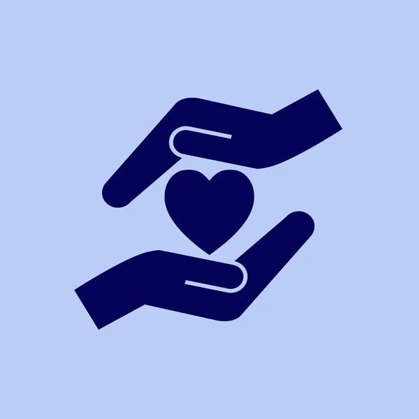 Coração e mãos ícone — Vetor de Stock