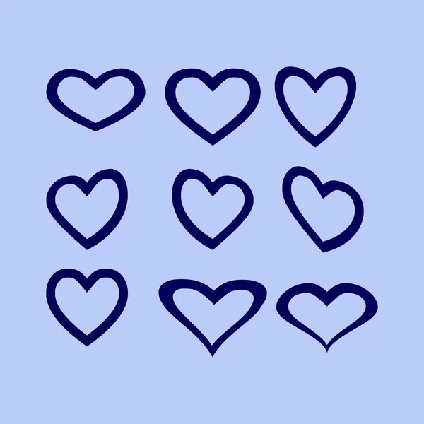 Hjärtan ikoner set — Stock vektor