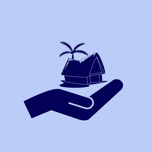 Strand shack en een palmboom — Stockvector