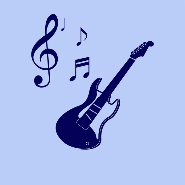 Guitarra con icono de notas — Vector de stock