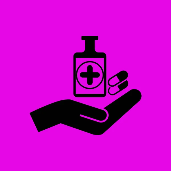 Medicine and hand icon — Stock Vector