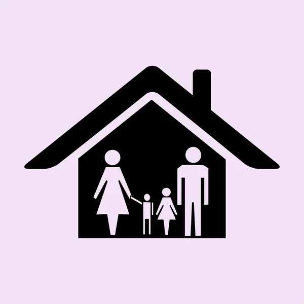 House with family icon — Stock Vector