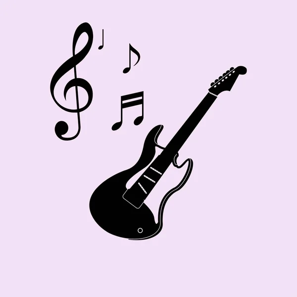 Guitare avec icône de notes — Image vectorielle