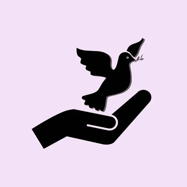 Icona del piccione e della mano — Vettoriale Stock