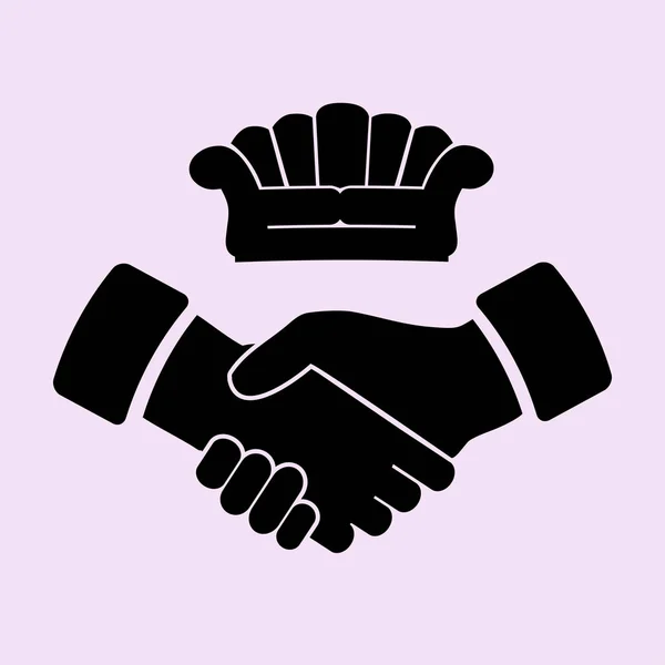 Couch and handshake icon — Stock Vector