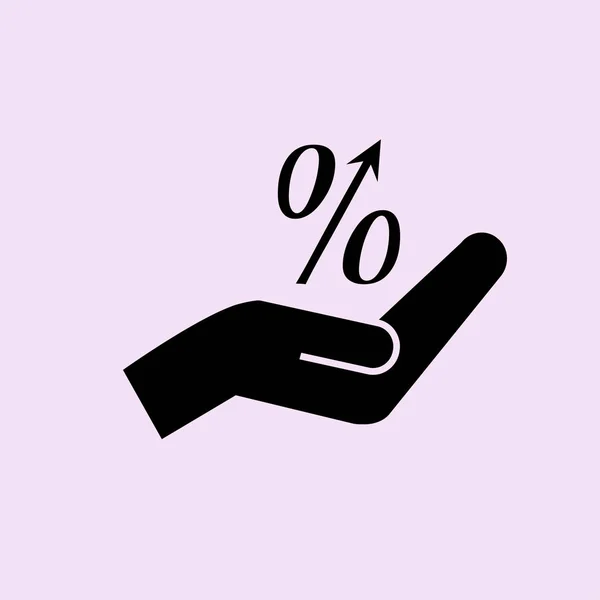 Símbolo percentual na mão — Vetor de Stock