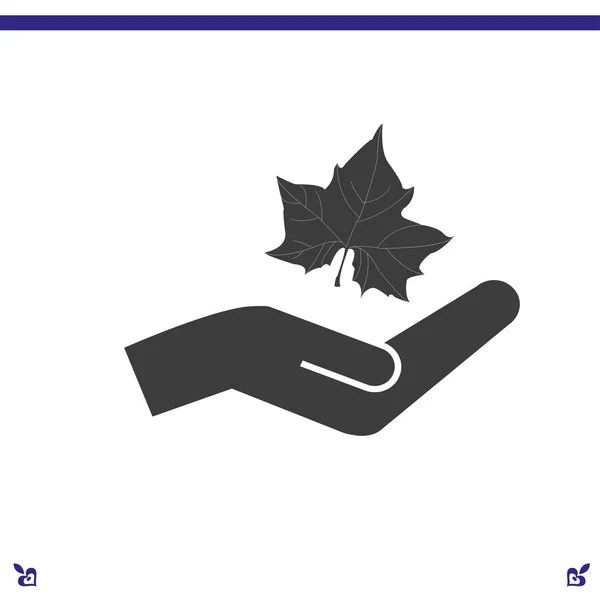 Maple Leaf silhouet en hand — Stockvector