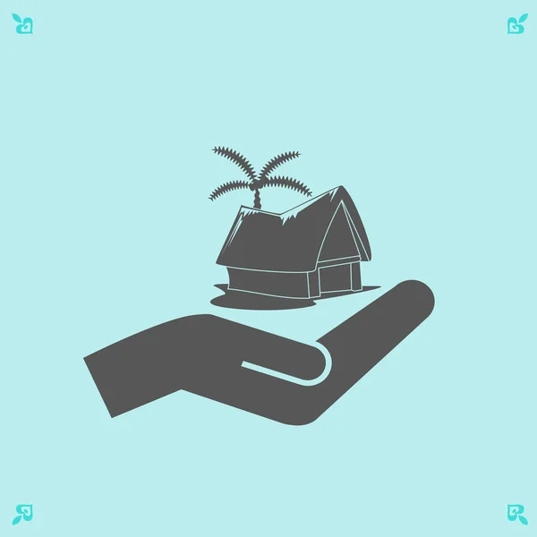 Cabana de praia e uma palmeira — Vetor de Stock