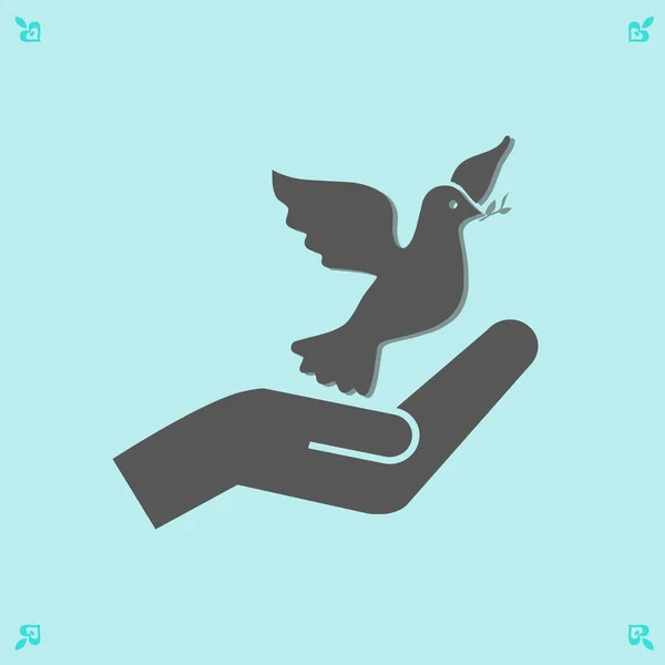 鳩と手のアイコン — ストックベクタ