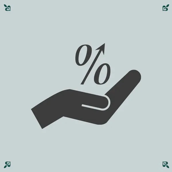 Percent symbol on the hand — Stock Vector