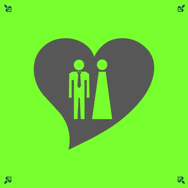 Icono del corazón y hombre y mujer — Archivo Imágenes Vectoriales