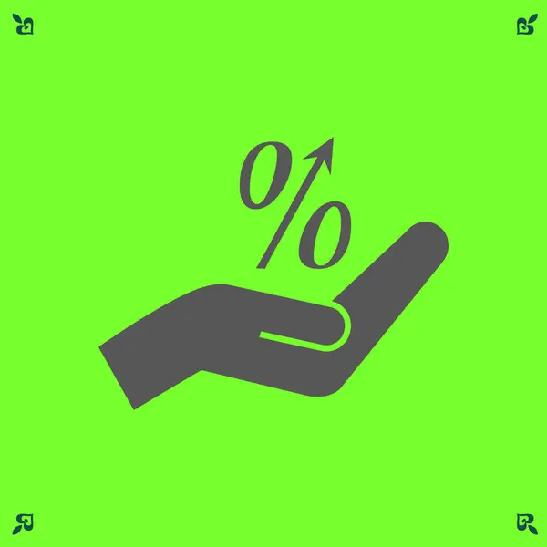 Simbolo percentuale sulla mano — Vettoriale Stock