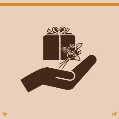 hediye ve el simgesi