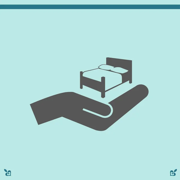 Cama y mano icono — Vector de stock