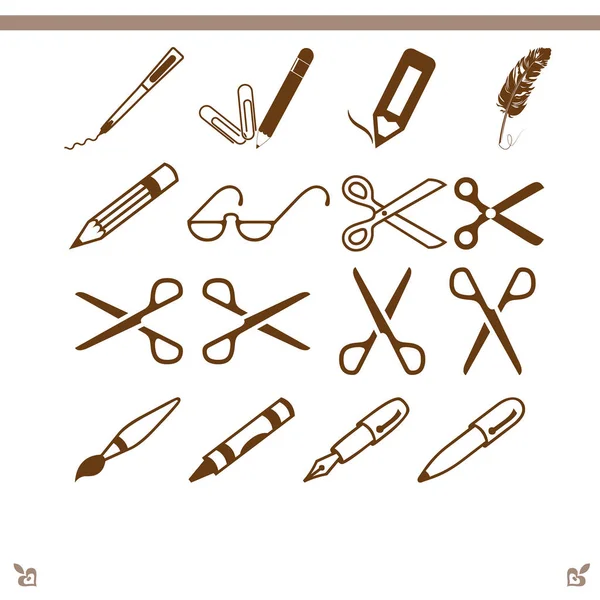 Ножиці, ручки та олівці — стоковий вектор