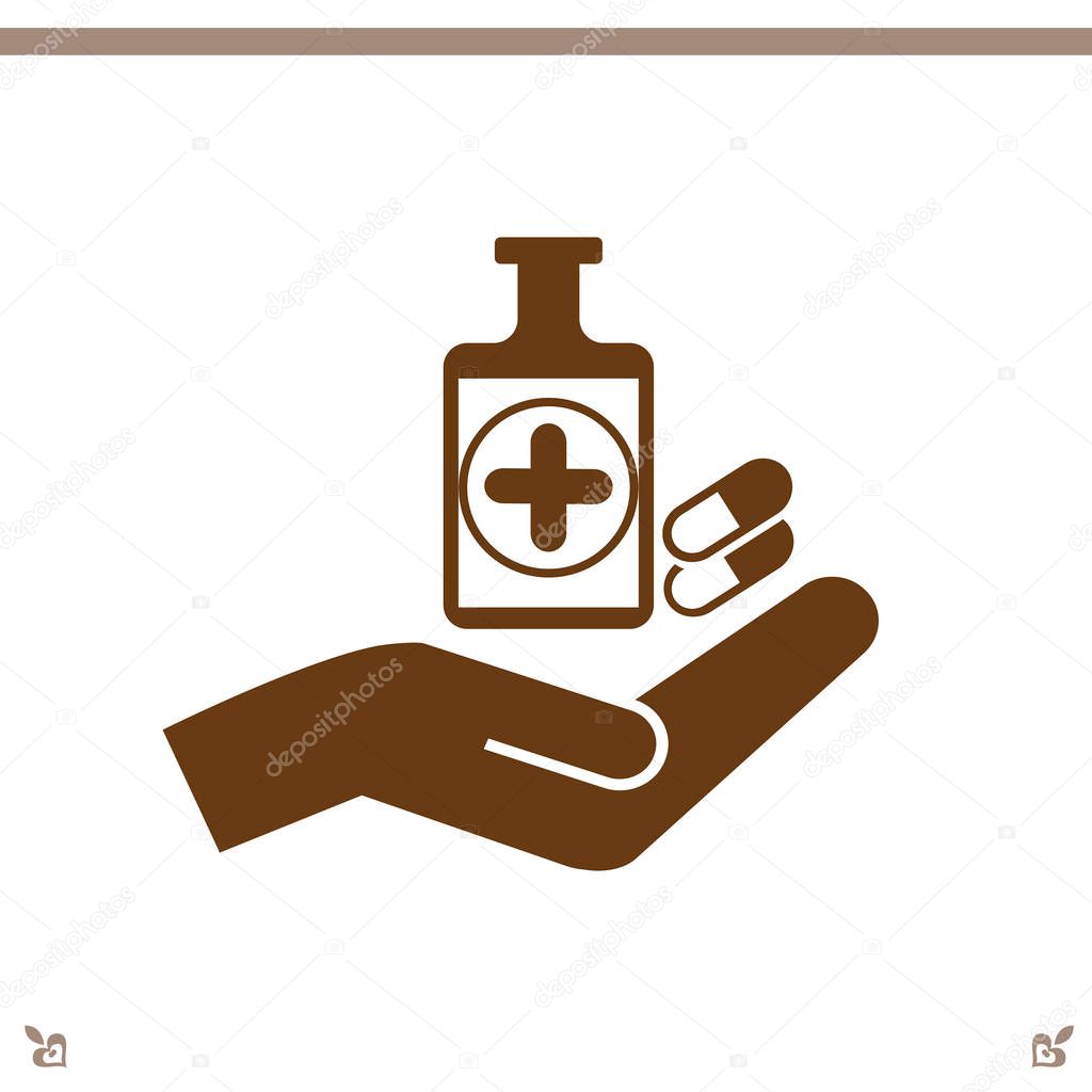 Medicine and hand  icon