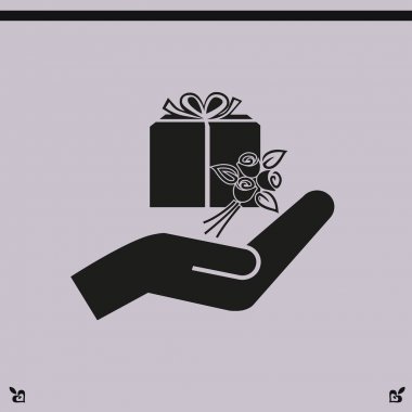 hediye ve el simgesi