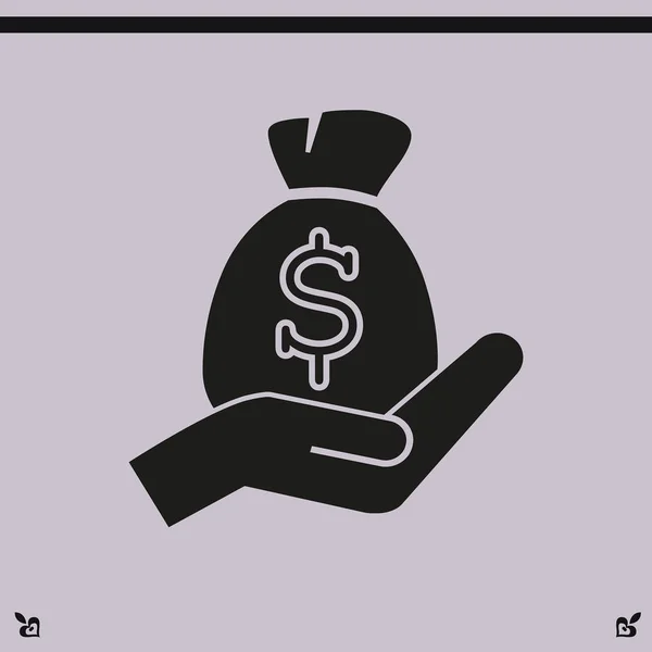 Pictogram moneybag en hand — Stockvector