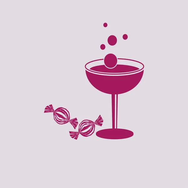Pictogram wijn en snoepjes — Stockvector