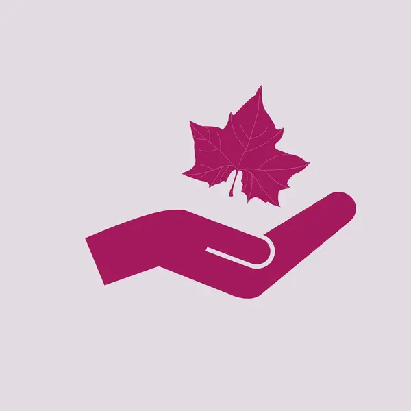 Maple Leaf silhouet en hand — Stockvector