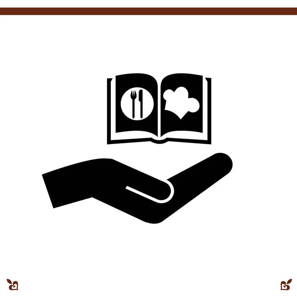 Cook book and hand icon — Stock Vector