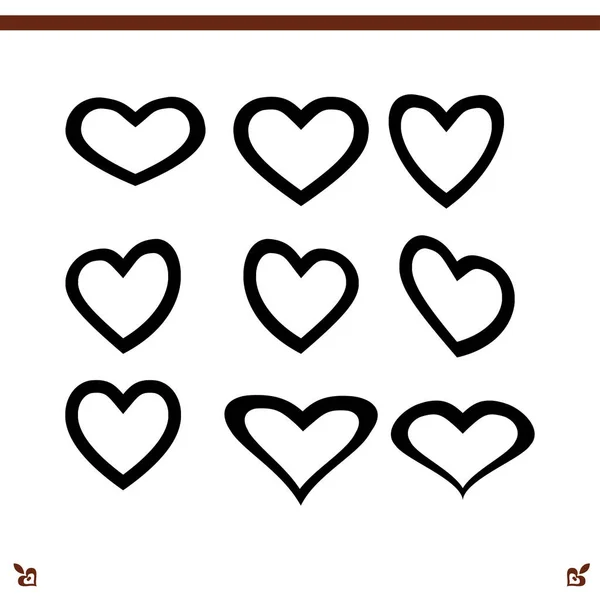 Corazones iconos conjunto — Archivo Imágenes Vectoriales