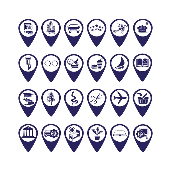 Map pointers icons set — Stock Vector