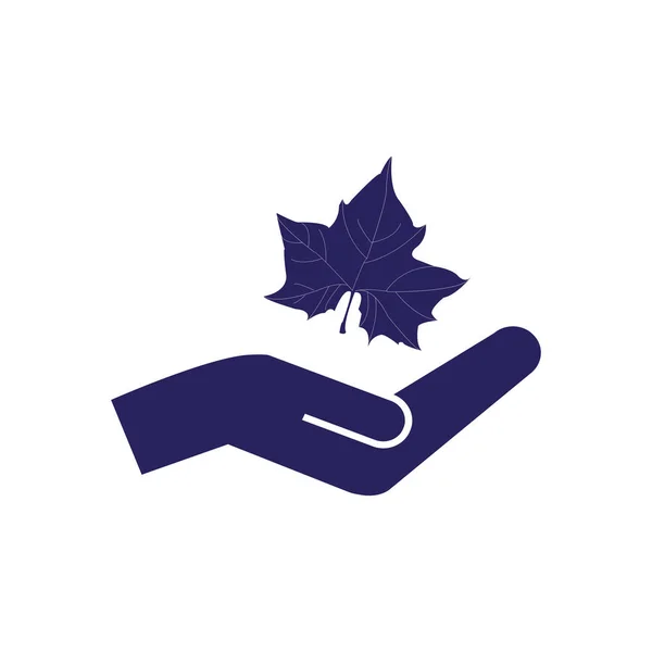 Maple Leaf en hand pictogram — Stockvector