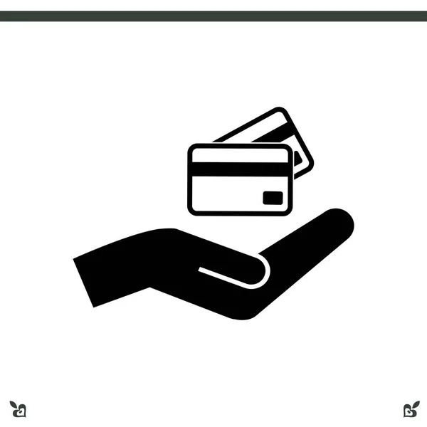手のアイコンでクレジット カード — ストックベクタ