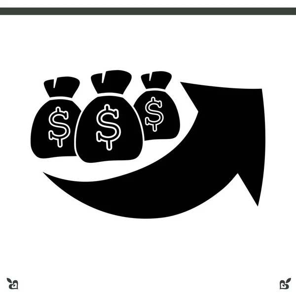 Moneybags grown chart icon — Stock Vector