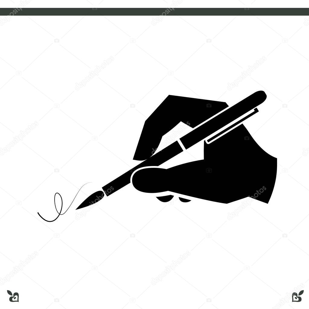 Hand with a pen icon