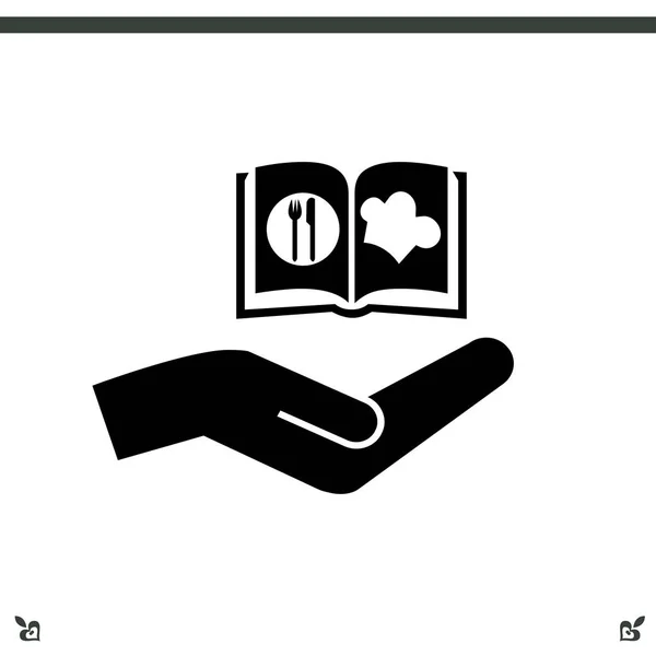 Cozinhar ícone de livro e mão — Vetor de Stock