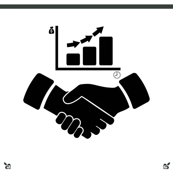 Handshake and chart icon — Stock Vector